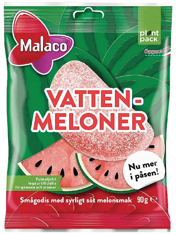 Swedish watermelon gummy candy pieces with juicy sweet-sour flavor
