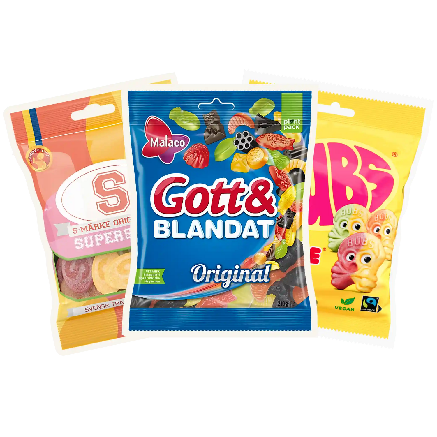 mix of Swedish vegan candy bags
