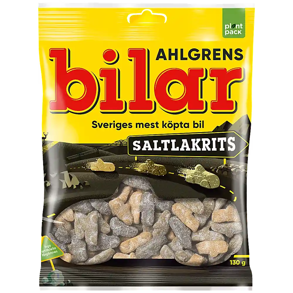 Ahlgrens Bilar Saltlakrits – Swedish salty licorice foam candy cars in black color