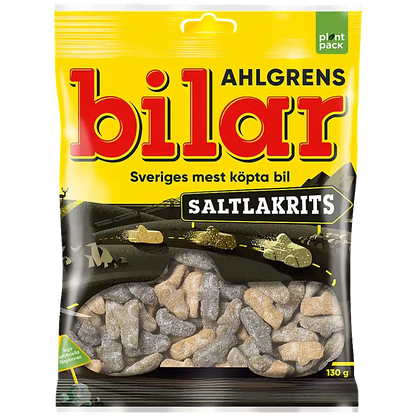 Ahlgrens Bilar Saltlakrits – Swedish salty licorice foam candy cars in black color