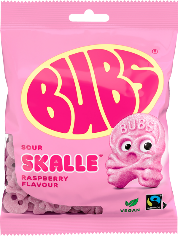 BUBS Sour Rasberry Skulls – Swedish Vegan Sour Foam Candy