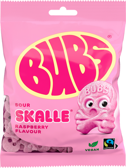 BUBS Sour Rasberry Skulls – Swedish Vegan Sour Foam Candy