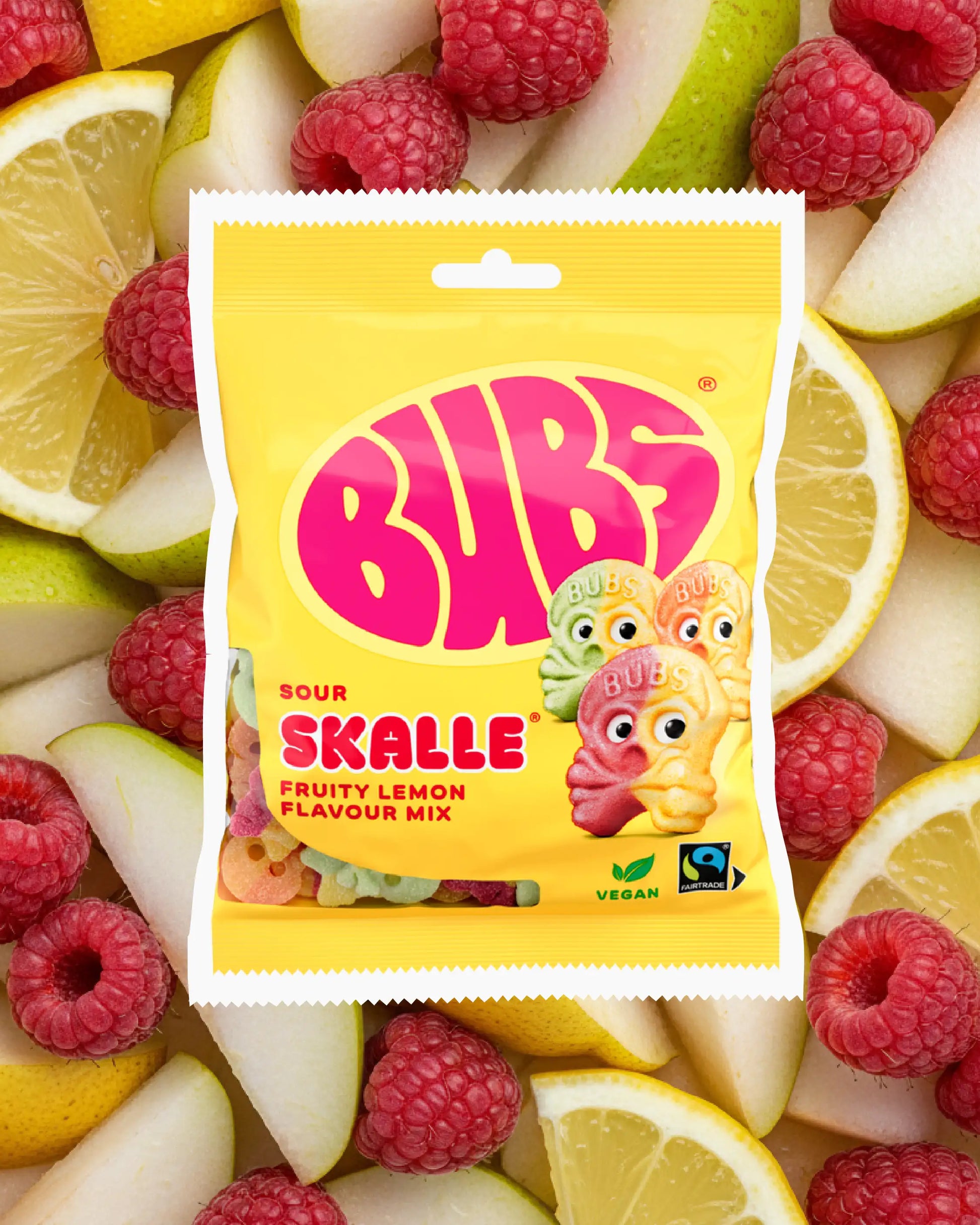 BUBS Swedish candy skull – vegan sour fruity lemon mix